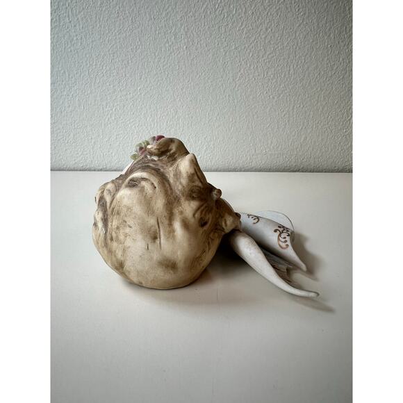 Antique Lefton Porcelain Angel Japan Wall Hanging Holding Flowers - Picture 6 of 9